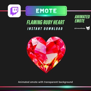 ANIMATED Flaming Red Heart Emote for Twitch, Streamer, Gaming, Streaming, Stream Emotes, Heart Gem Emote