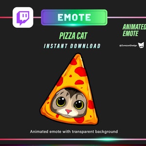 ANIMATED Pizza Cat Emote, Emote for Twitch, Streamer, Gaming, Streaming, Stream Emotes, Food Emote