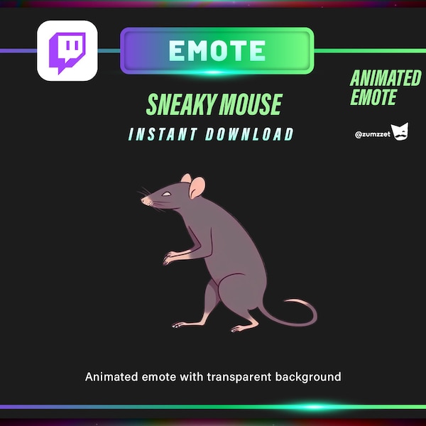 ANIMATED Rat Emote for Twitch, Streamer, Gaming, Streaming, Stream Emotes, Mouse Emote, Rodent Emote