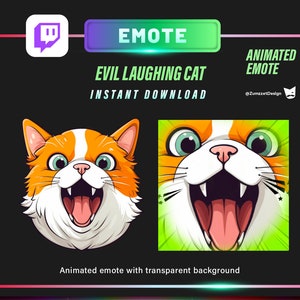 ANIMATED Evil Ginger Cat Emote Twitch, Streamer, Gaming, Streaming, Stream Emotes, Cute Cat Emote, Laughing  Cat
