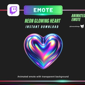 ANIMIERTES Neon schlagendes Herz Emote für Twitch, Streamer, Gaming, Streamen, Stream Emotes, Love Emote, Valentinstag Emote