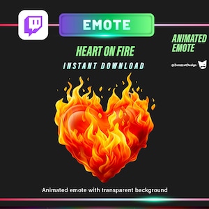 ANIMATED Heart on Fire Emote for Twitch,  Streamer, Gaming, Streaming, Stream Emotes, Gamer Emote