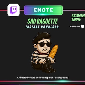 ANIMATED Sad French Mime  Emote Twitch, Streamer, Gaming, Streaming, Stream Emotes, Reaction Emote, Sad Crying Emote