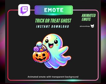 Animated Halloween Ghost Twitch Emote: Trick or Treat (Digital File)