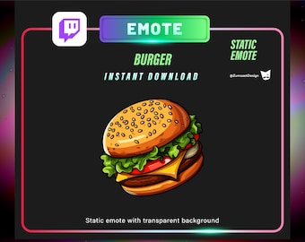 STATIC Burger Emote Set for Twitch, Streamer, Gaming, Streaming, Stream Emotes, Gamer Emote, Food emote,