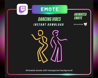 Dancing Couple Animated Twitch Emote | Cute Party Stream Emote Neon