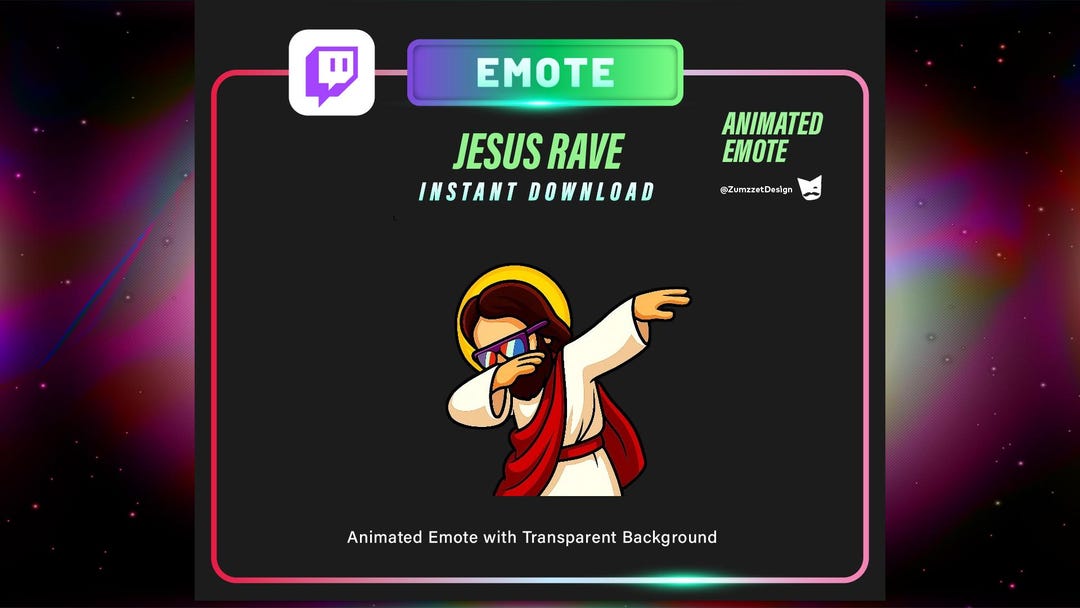 Animated Dancing Jesus Twitch Emote: Rave Party Stream (digital ...