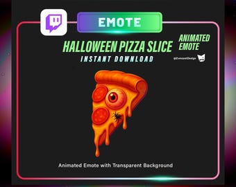 Animiertes Pizza Twitch Emote: Gruseliges Augapfel Monster, Halloween, Streamen