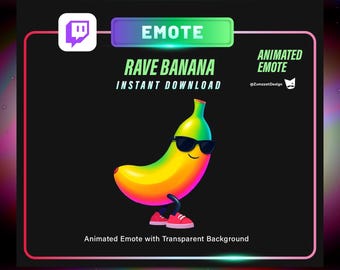 Animated Rave Dancing Banana Emote for Twitch Streamers (Digital Download)