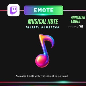 ANIMATED Musical Note  Emote for Twitch, Streamer, Rave EdM, Music Streamer, Dj Stream Emotes, Glowing Emote