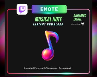 Animated Musical Note Twitch Emote: Rave EDM Streamer (Digital Download)