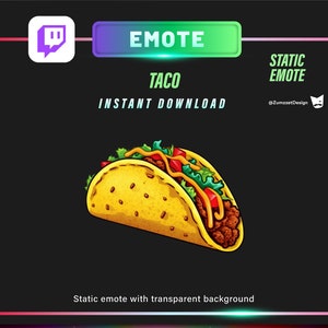 STATIC TACO Emote Set for Twitch, Streamer, Gaming, Streaming, Stream Emotes, Gamer Emote, Food emote,