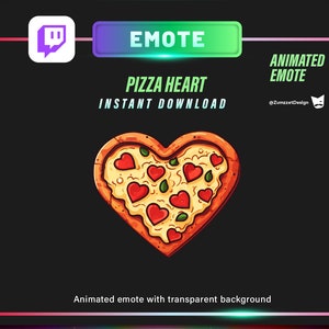 ANIMATED + STATIC Pepperoni Pizza Heart Emote for Twitch, Streamer, Gaming, Streaming, Stream Emotes, Gamer Emote, Food emote