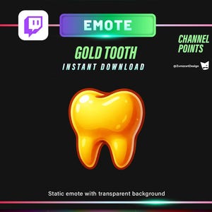 Zabawna emotka Twitch ze złotym zębem: Western Streamer Channel Point (pobieranie cyfrowe 112 px, 56 px, 28 px)