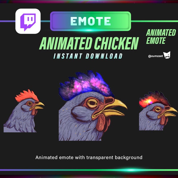 ANIMATED Chicken Emote for Twitch, Streamer, Gaming, Streaming, Stream Emotes | Reaction Emote, Hen Emote