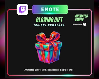 Emote animado de Twitch "Regalo brillante" / Emote de celebración para streamers adorables