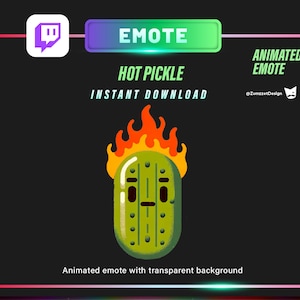 ANIMOWANA emotka Hot Pickle dla Twitch, Streamer, Gaming, Streaming, Emotes Stream, Reakcja Twitch Emote