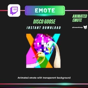GEANIMEERDE discobal Goose Emote voor Twitch, Streamer, Gaming, Streaming, Stream Emotes, Gamer Emote,