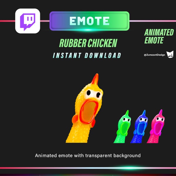 ANIMATED Screaming Yellow Rubber Chicken Emote for Twitch, Streamer, Gaming, Streaming, Stream Emotes,