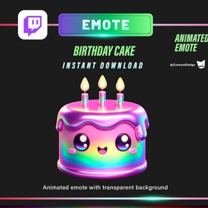 ANIMIERTES rosa Geburtstagskuchen-Emote für Twitch, Streamer, Gaming, Streaming, Stream-Emotes, süßes Emote, Feier-Emote