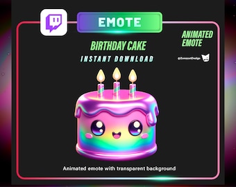 Animated Pink Birthday Cake Twitch Emote (Digital Download)