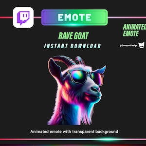 ANIMATED Goat Emote for Twitch, Streamer, Gaming, Streaming, Stream Emotes, Glowing Emote, Music Emote