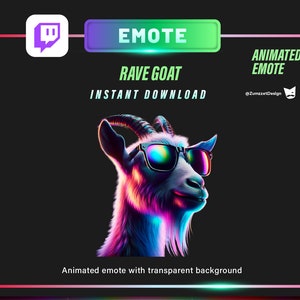 ANIMATED Goat Emote for Twitch, Streamer, Gaming, Streaming, Stream Emotes, Glowing Emote, Music Emote