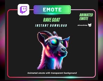 ANIMATED Goat Emote for Twitch, Streamer, Gaming, Streaming, Stream Emotes, Glowing Emote, Music Emote