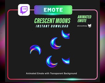 Raining Moon Animated Twitch Emote | Neon Celestial Stars Emote