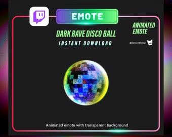 Emote animado de bola de discoteca: Dark Rave Twitch Streamer (Descarga digital)