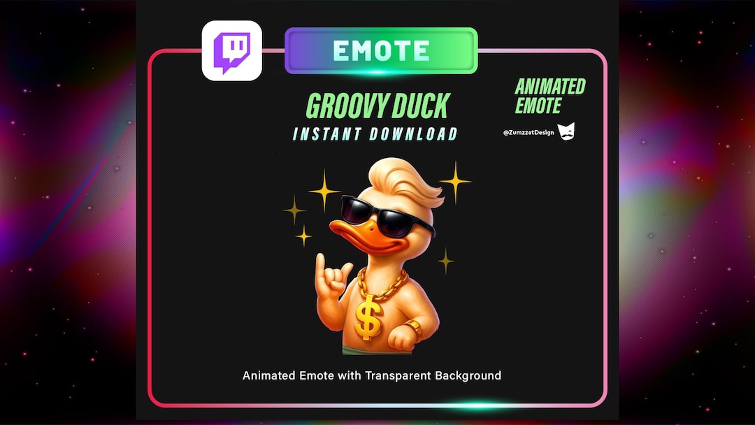 Animated Groovy Duck Twitch Emote: Rave Streamer Design (digital File ...