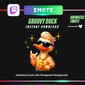 Animated Groovy Duck Twitch Emote: Rave Streamer Design (Digital File
