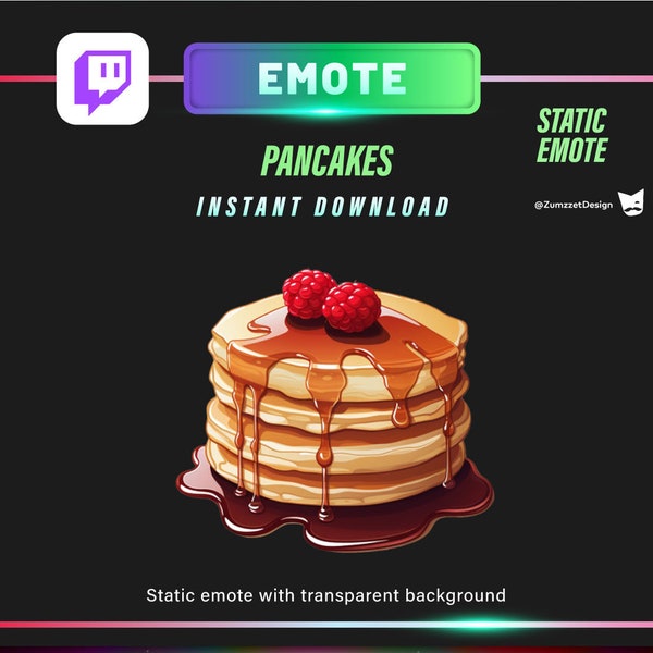 Ensemble d'émoticônes STATIC Pancakes pour Twitch, streamer, gaming, streaming, émoticônes en streaming, émoticône joueur, émoticône nourriture,