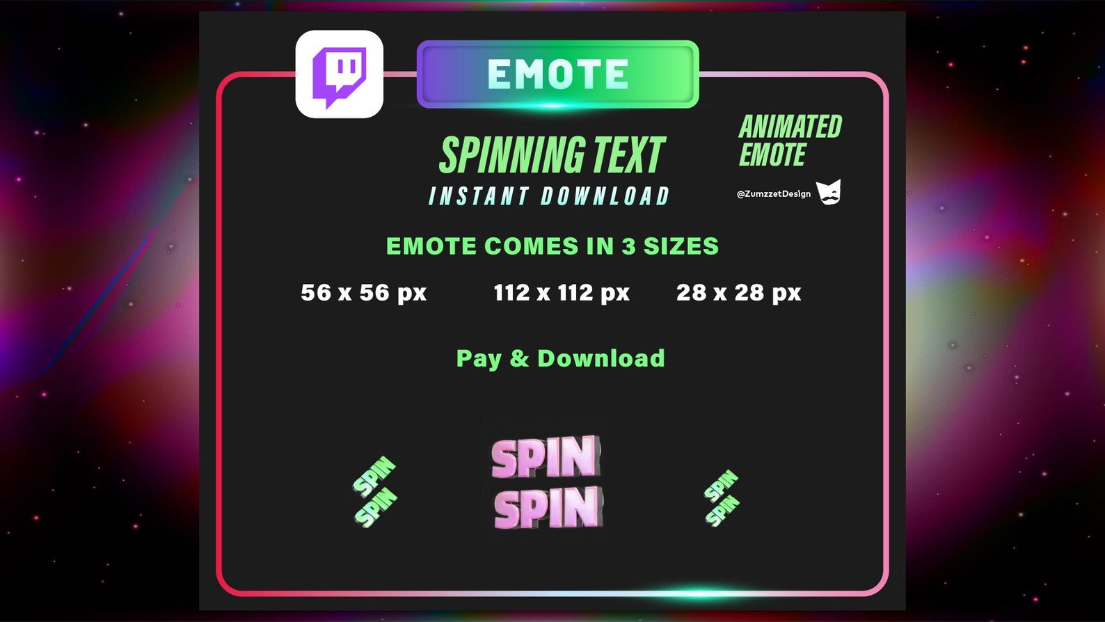 Spinning Text Animated Twitch Emote | Neon Rave DJ Stream Emote - Etsy