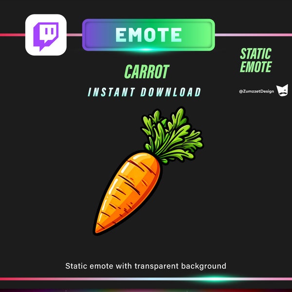 STATIC Karotte Emote für Twitch, Streamer, Gaming, Tracking, Stream Emote, Essen Emote, Gemüse Emote