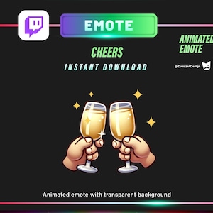 ANIMATED Cheers Toast and Holding Glasses for Twitch, Streamer, Celebration Emotes, Champagne Emote, Party Emote for Twitch, NYE Emote