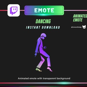 ANIMATED Neon Moonwalk Dancing Emote Set for Twitch, Streamer, Stream Emotes, Music Emotes,