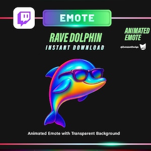 ANIMATED Rave Dancing Dolphin for Twitch, Streamer, Trance Dj, Streaming, Stream Emotes, Music