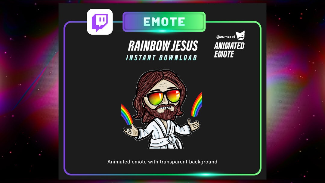 ANIMATED RAINBOW Jesus Emote for Twitch, Streamer, Gaming, Streaming