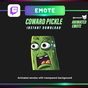 ANIMOWANA emotka Pickle dla Twitch, Streamer, Gaming, Streaming, Emotes Stream, Reakcja Twitch Emote