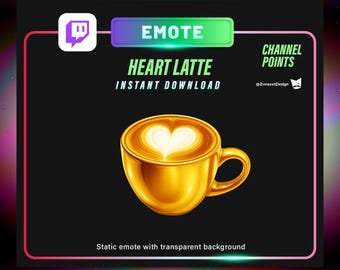 Golden Heart Latte Twitch Emote: Streamer Channel Point (Digital Download)
