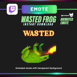 ANIMOWANA ŻABKA WASTED Emotka dla Twitch, Streamer, Gaming, Streaming, Emotka Stream, Emotka Reakcji Twitch
