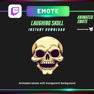 ANIMATED Skull Emote for Twitch, Streamer, Gaming, Streaming, Stream Emotes, Horror Emote, Skeleton Emote
