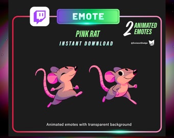 Animated Pink Rat Twitch Emotes: Dancing & Running (Digital Download)