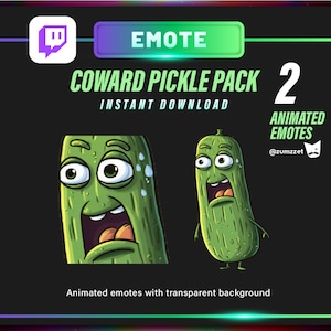 ANIMOWANY 2 zestaw emotikon Pickle dla Twitch, Streamer, Gaming, Streaming, Emotikony Stream, Emotikony Reakcji Twitch