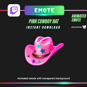 ANIMATED Pink Cowboy Cowboy Western Hat Emote for Twitch, Streamer, Gaming, Streaming, Stream Emotes, Gamer Emote,