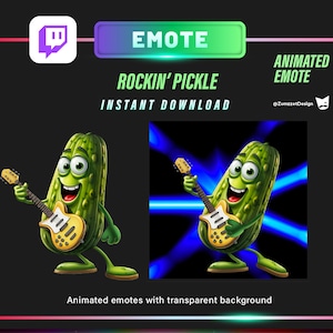 ANIMATED Pickle for Twitch, Streamer, Stream Emotes, Music Emote, Cucumber Emote,