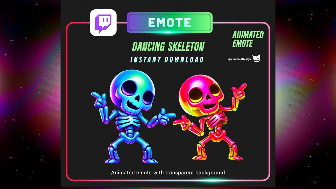 ANIMATED Rave Dancing Skeleton Emote for Twitch, Streamer, Gaming