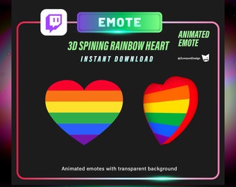 ANIMATED Rainbow Heart Twitch, Streamer, Stream Emotes, Love Emote
