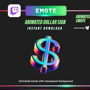 ANIMATED Dollar Sign Emote for Twitch, Streamer, Money Emote, Streaming, Stream Emotes, Funny Emote, Donation Emote